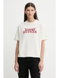 βαμβακερό μπλουζάκι tommy hilfiger χρώμα: μπεζ, ww0ww47884 100% βαμβάκι