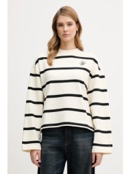 μακρυμάνικο tommy hilfiger χρώμα: μπεζ, ww0ww48431 83% βαμβάκι, 13% ανακυκλωμένος πολυεστέρας, 4% ελ