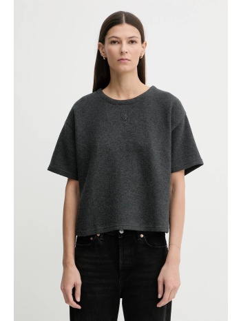 μπλουζάκι dkny χρώμα γκρι, dj6t1671 55% βαμβάκι, 45%