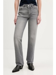 τζιν παντελόνι tommy jeans χρώμα: γκρι, dw0dw22424 99% βαμβάκι, 1% ελαστάν