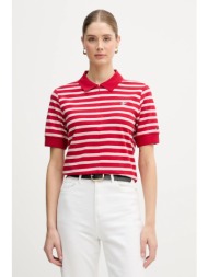 πόλο tommy hilfiger χρώμα: κόκκινο, ww0ww47853 65% lyocell, 32% βαμβάκι, 3% ελαστάν