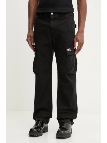 παντελόνι tommy jeans χρώμα μαύρο, dm0dm22403 97% βαμβάκι