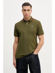 βαμβακερό μπλουζάκι πόλο hackett london ανδρικό, χρώμα: πράσινο, hm5600082 100% βαμβάκι