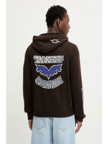 μάλλινη ζακέτα zadig&voltaire χρώμα καφέ, kmca01266 90%