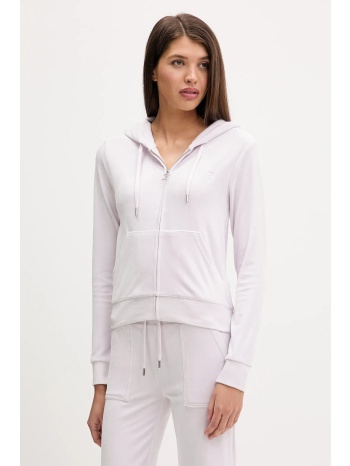 βελούδινη μπλούζα juicy couture χρώμα μοβ, με κουκούλα
