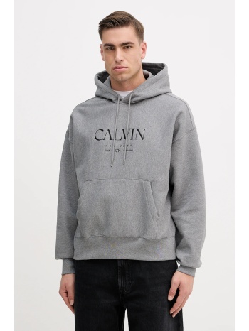 μπλούζα calvin klein χρώμα γκρι, με κουκούλα, lv04re207g