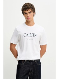 βαμβακερό μπλουζάκι calvin klein ανδρικό, χρώμα: άσπρο, lv04re807g 100% βαμβάκι