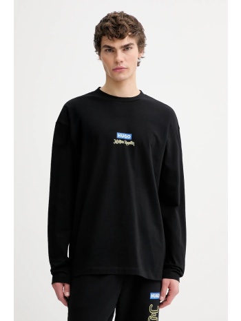 βαμβακερή μπλούζα με μακριά μανίκια hugo blue hugo x