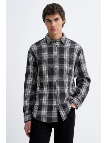 βαμβακερό πουκάμισο tommy jeans 100% βαμβάκι