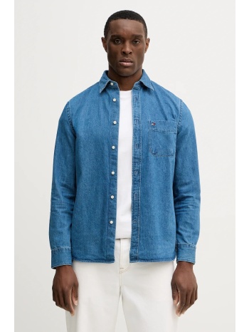 βαμβακερό τζιν πουκάμισο tommy hilfiger 100% βαμβάκι