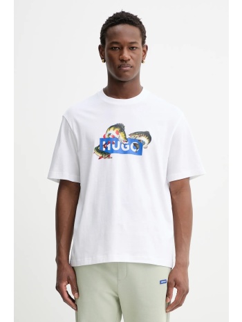 βαμβακερό μπλουζάκι hugo blue nalotrix 100% βαμβάκι