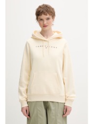 tommy jeans μπλούζα με κουκούλα γυναικεία βαμβακερή με ελαστάν ολόκληρο το προϊόν: 80% βαμβάκι 20% π