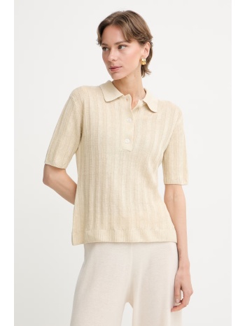 mm by max mara πλεκτό μπλουζάκι πόλο γυναικείο λινό rivetto