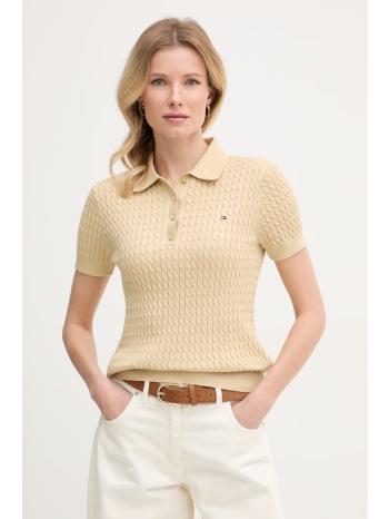 tommy hilfiger πλεκτό μπλουζάκι πόλο γυναικείο βαμβακερό