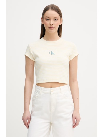 calvin klein jeans crop top γυναικείο από βαμβάκι με