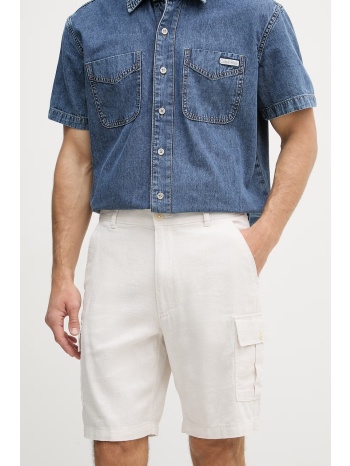 calvin klein jeans σορτς cargo ανδρικά με λινό ολόκληρο το