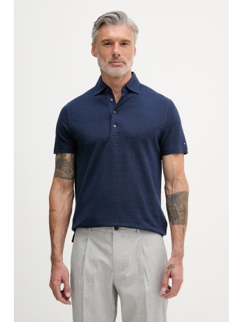 tommy hilfiger πλεκτό μπλουζάκι πόλο ανδρικό με λινό new