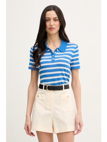 tommy hilfiger πλεκτό μπλουζάκι πόλο γυναικείο με πρόσμιξη