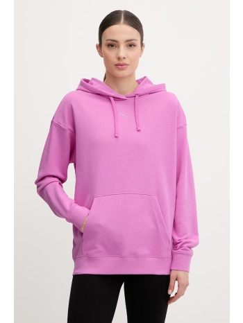 puma μπλούζα με κουκούλα γυναικεία με βαμβάκι essentials