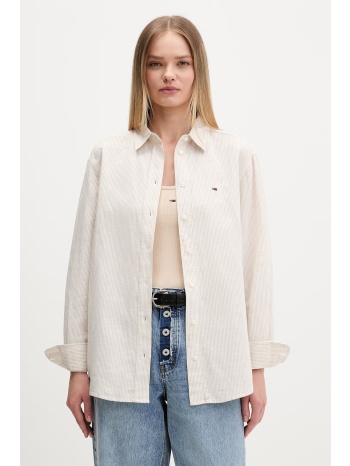 tommy jeans πουκάμισο γυναικείο με λινό ολόκληρο το προϊόν