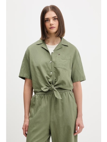 tommy jeans πουκάμισο γυναικείο με λινό ολόκληρο το προϊόν