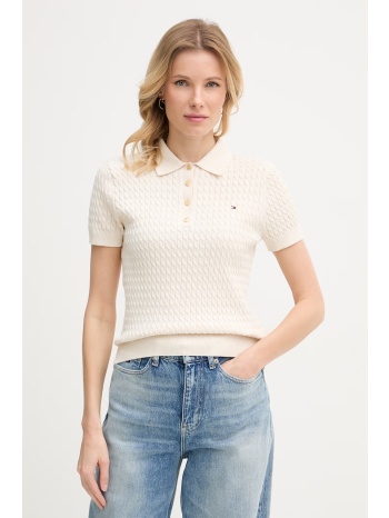 tommy hilfiger πλεκτό μπλουζάκι πόλο γυναικείο βαμβακερό