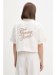 tommy jeans πουκάμισο γυναικείο με πρόσμιξη λινού υλικό βάσης: 90% βαμβάκι 10% λινό,συμπληρωματικό υ