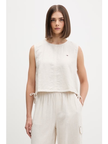 tommy jeans μπλούζα γυναικεία με λινό ολόκληρο το προϊόν