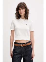 tommy jeans πλεκτό μπλουζάκι πόλο γυναικείο βαμβακερό ολόκληρο το προϊόν: 100% βαμβάκι