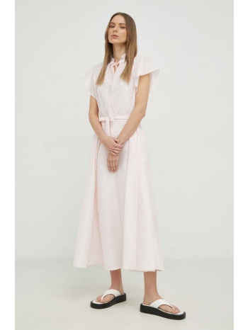 φόρεμα samsoe samsoe χρώμα ροζ κύριο υλικό 57%