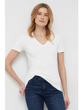 βαμβακερό μπλουζάκι tommy hilfiger χρώμα άσπρο 100% βαμβάκι