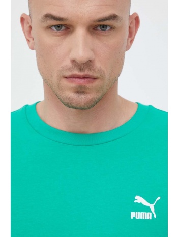 βαμβακερό μπλουζάκι puma χρώμα πράσινο κύριο υλικό 100%