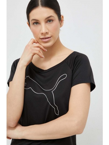 μπλουζάκι προπόνησης puma favorite χρώμα μαύρο 100%