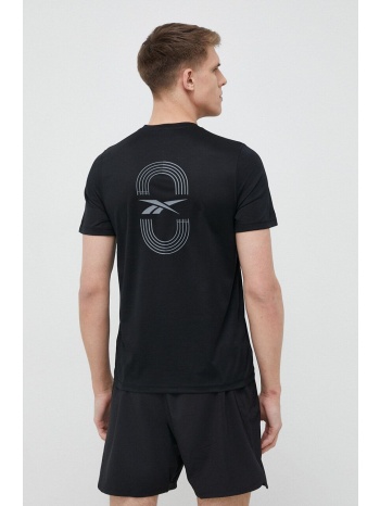 μπλουζάκι για τρέξιμο reebok χρώμα μαύρο 100%