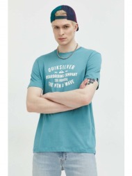 βαμβακερό μπλουζάκι quiksilver χρώμα: τιρκουάζ 100% βαμβάκι
