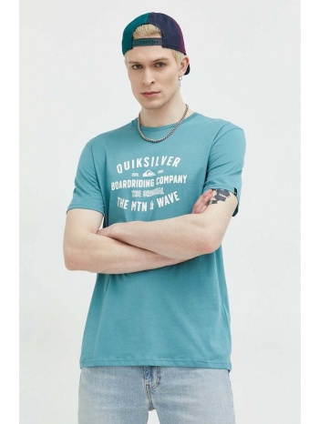 βαμβακερό μπλουζάκι quiksilver χρώμα τιρκουάζ 100% βαμβάκι