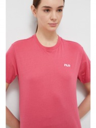 βαμβακερό μπλουζάκι fila χρώμα: ροζ 100% βαμβάκι