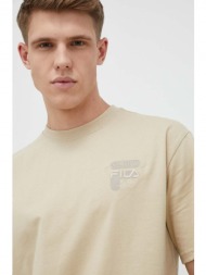 βαμβακερό μπλουζάκι fila χρώμα: μπεζ 100% βαμβάκι