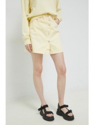 τζιν φούστα tommy jeans χρώμα: κίτρινο 100% ανακυκλωμένο βαμβάκι