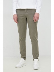 παντελόνι με λινό μείγμα tommy hilfiger χρώμα: πράσινο 67% βαμβάκι, 29% λινάρι, 4% σπαντέξ