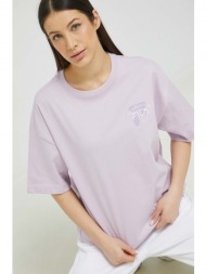 βαμβακερό μπλουζάκι fila χρώμα: μοβ 100% βαμβάκι