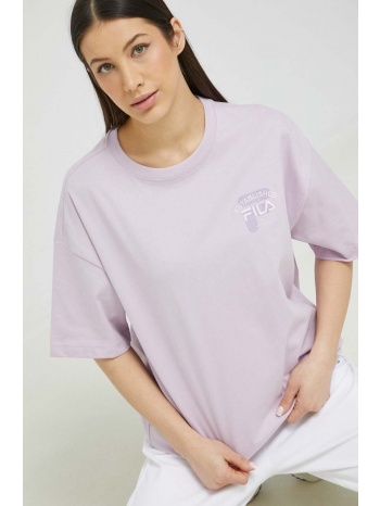 βαμβακερό μπλουζάκι fila χρώμα μοβ 100% βαμβάκι