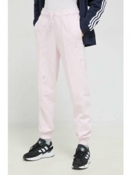 βαμβακερό παντελόνι adidas χρώμα: ροζ 100% βαμβάκι