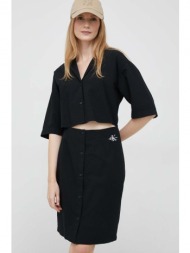 βαμβακερό φόρεμα calvin klein jeans χρώμα: μαύρο 100% βαμβάκι