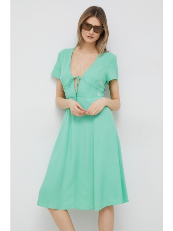 φόρεμα calvin klein jeans χρώμα πράσινο 100% βισκόζη