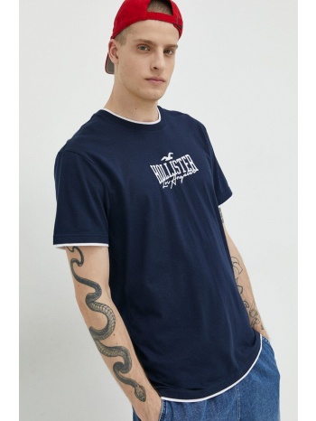 βαμβακερό μπλουζάκι hollister co. χρώμα ναυτικό μπλε 100%