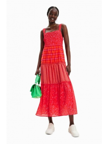 φόρεμα desigual χρώμα κόκκινο κύριο υλικό 65%