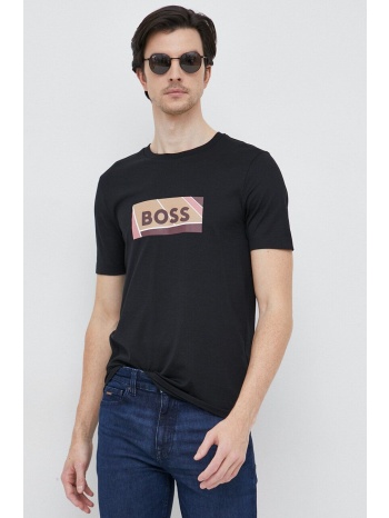 βαμβακερό μπλουζάκι boss χρώμα μαύρο 100% βαμβάκι
