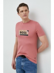 βαμβακερό μπλουζάκι boss χρώμα: ροζ 100% βαμβάκι