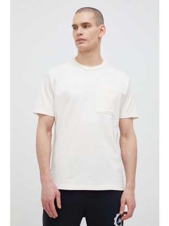 βαμβακερό μπλουζάκι new balance χρώμα μπεζ κύριο υλικό